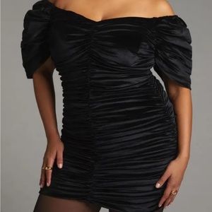 Anthropologie Ruched Velvet Mini Dress 22W